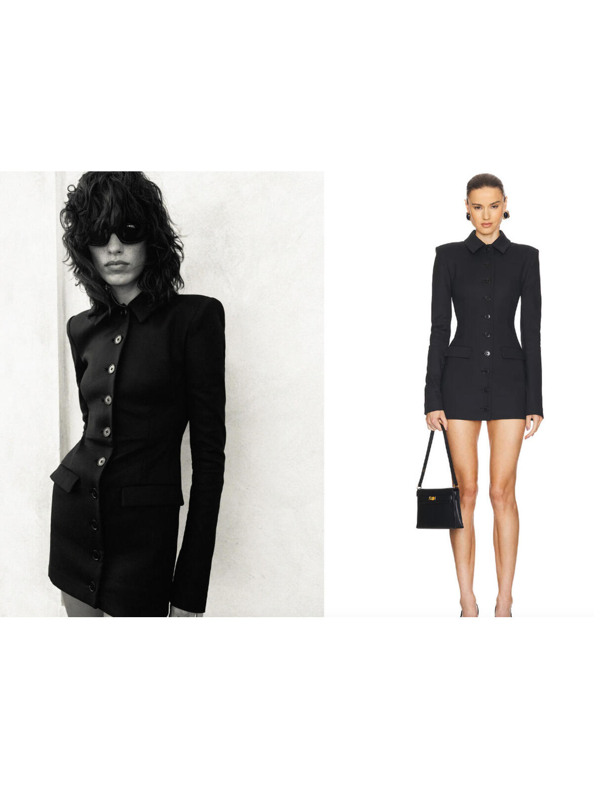 Helsa The Little Lady Button Long Sleeve Mini Dress Black Size S $399 Msrp Nwt